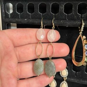 Blush & teal gemstone earrings